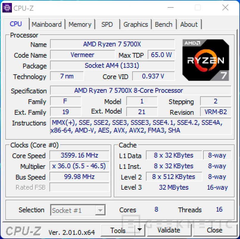 Geeknetic AMD Ryzen 7 5700X  7