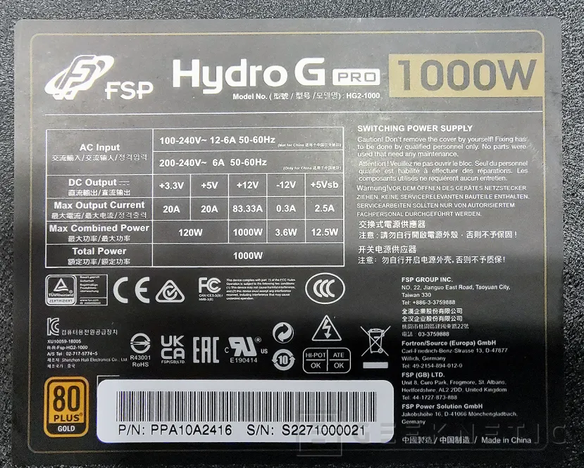 Geeknetic FSP Hydro G Pro 1000w ATX 3.0 Review 10