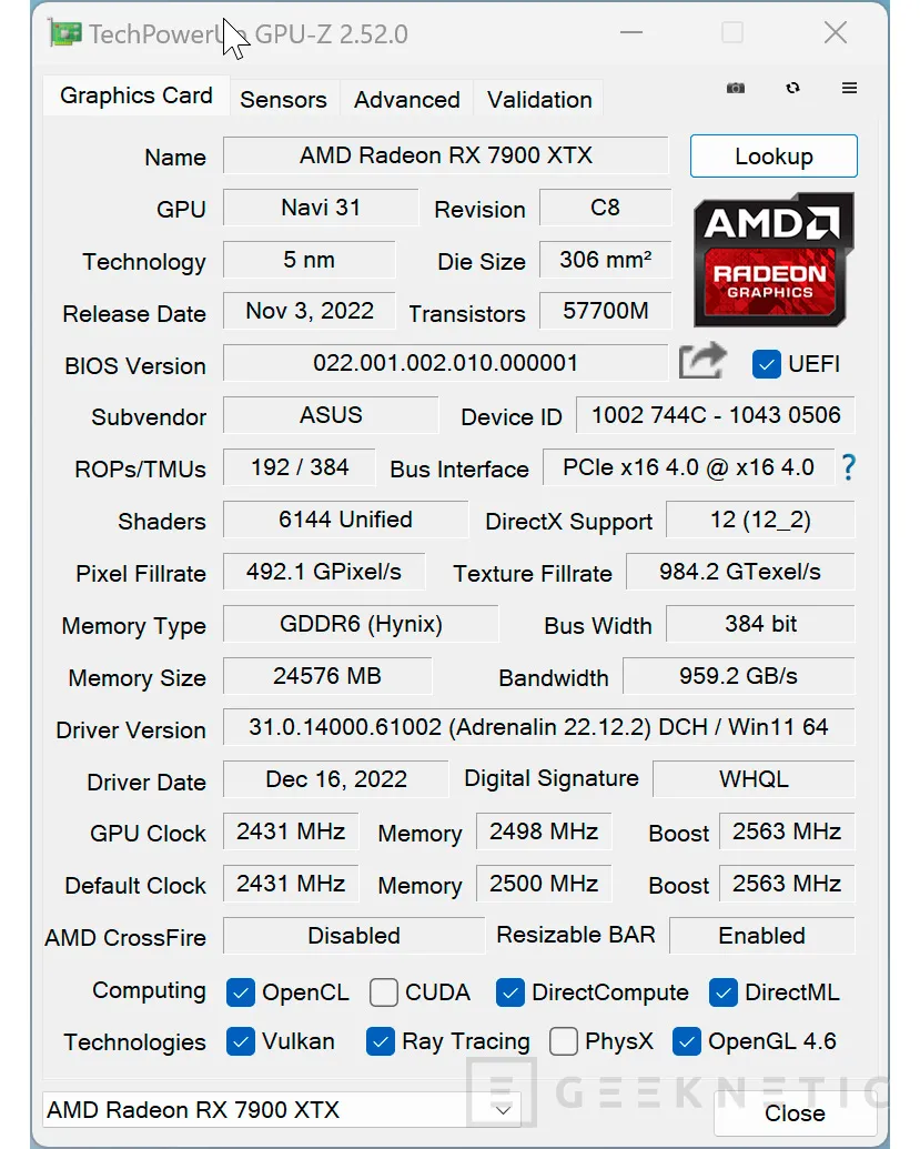 Geeknetic ASUS TUF Gaming AMD Radeon RX 7900 XTX OC Edition Review 21