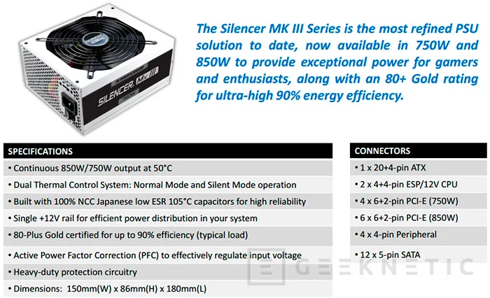 Geeknetic OCZ PC Power & Cooling Silencer Mark III 750w 4
