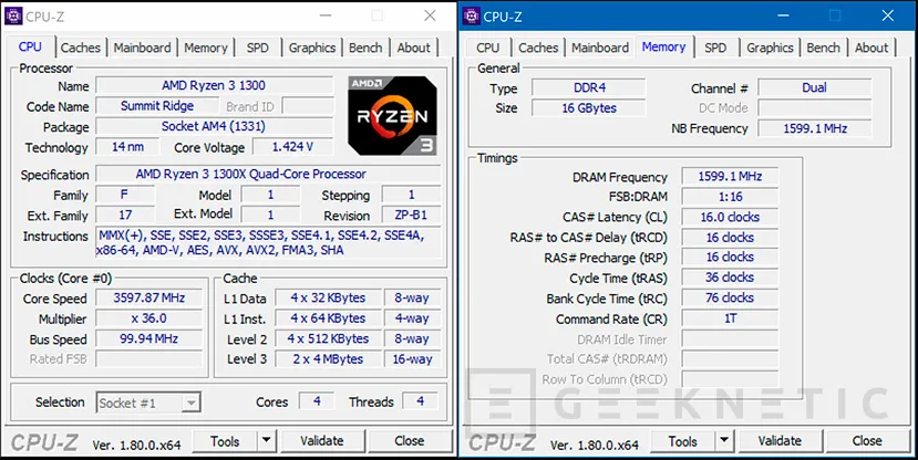 Geeknetic AMD Ryzen 3 1300X. AMD golpea también al Core i3 4