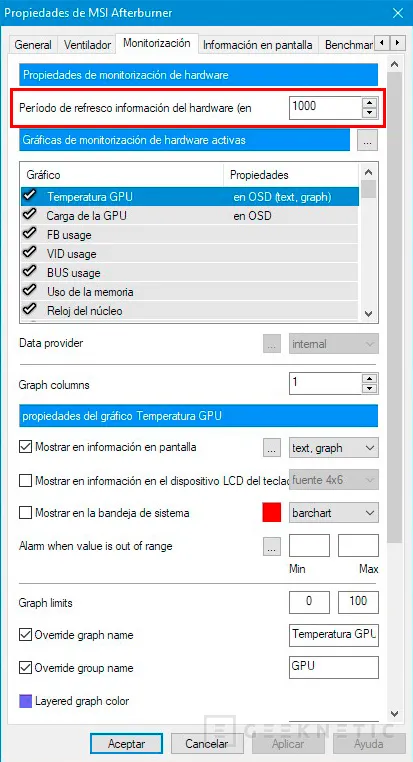Geeknetic MSI Afterburner: Cómo monitorizar FPS, temperatura y otros valores del PC con su OSD 5