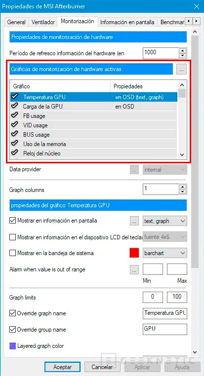 Geeknetic MSI Afterburner: Cómo monitorizar FPS, temperatura y otros valores del PC con su OSD 6