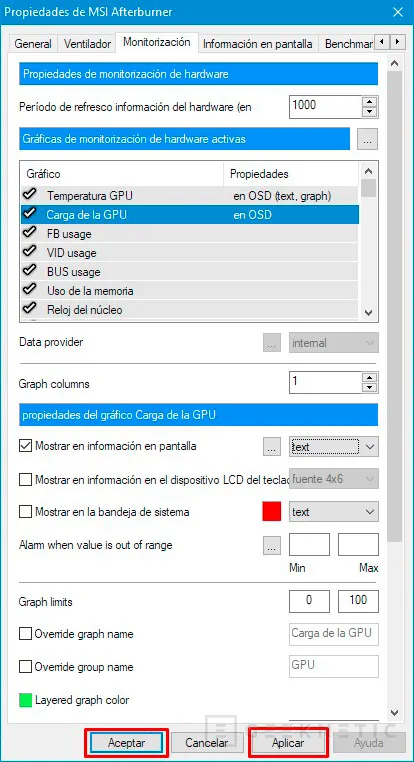 Geeknetic MSI Afterburner: Cómo monitorizar FPS, temperatura y otros valores del PC con su OSD 10