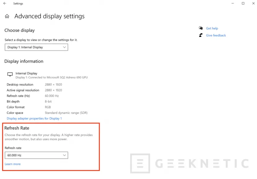 Geeknetic Microsoft permitirá cambiar los Hz del monitor en el menú avanzado de pantalla de Windows 10 2
