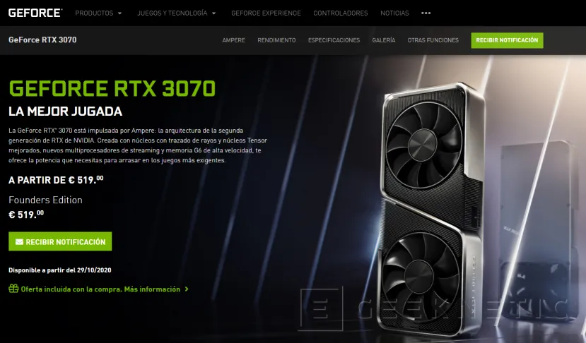 Geeknetic La NVIDIA RTX 3070 se retrasa al 29 de octubre	 1