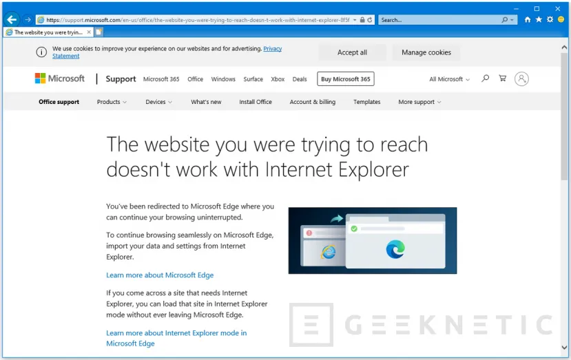 Geeknetic Microsoft forzará a los usuarios de Internet Explorer a abrir algunos enlaces en Edge 1