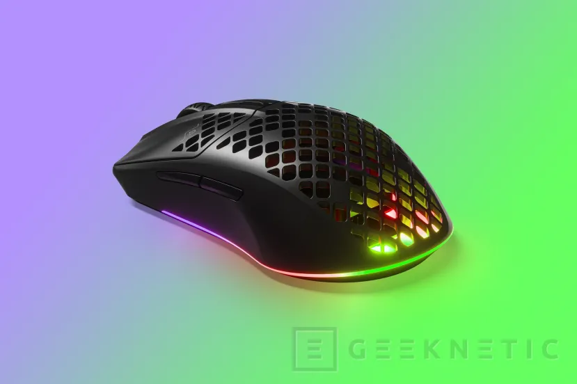 Geeknetic Hasta 200 horas de uso en el ratón inalámbrico SteelSeries Aerox 3 Wireless con iluminación RGB y solo 66 gramos de peso 3
