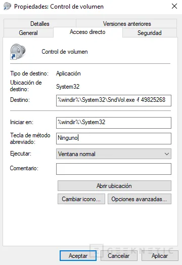 Geeknetic Cómo crear una combinación para controlar el volumen en Windows 10 2