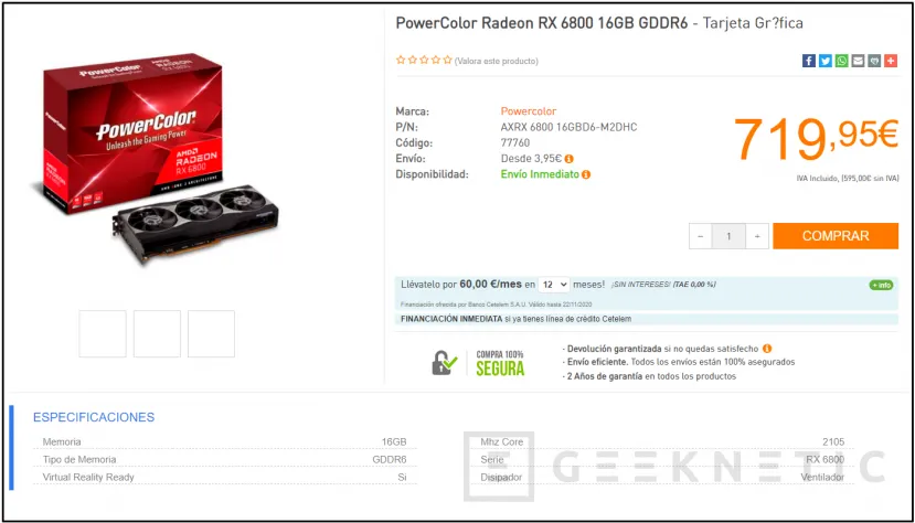 Geeknetic Las AMD Radeon RX 6800 y RX 6800 XT salen a la venta hoy a las 15:00 en España 2