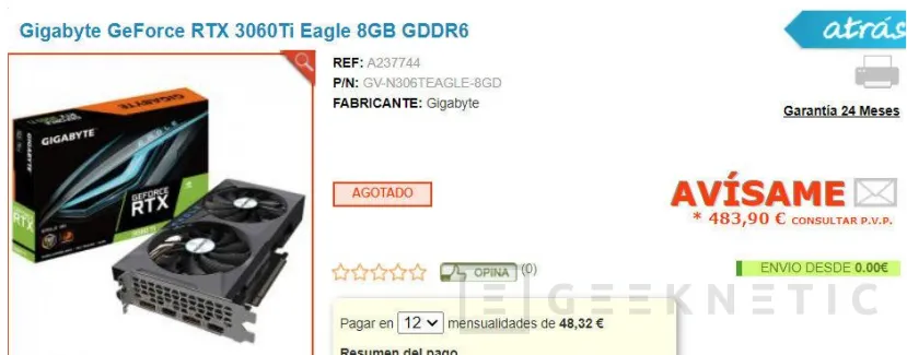 Geeknetic Aparecen las NVIDIA RTX 3060 Ti en más tiendas online europeas, incluida España 2