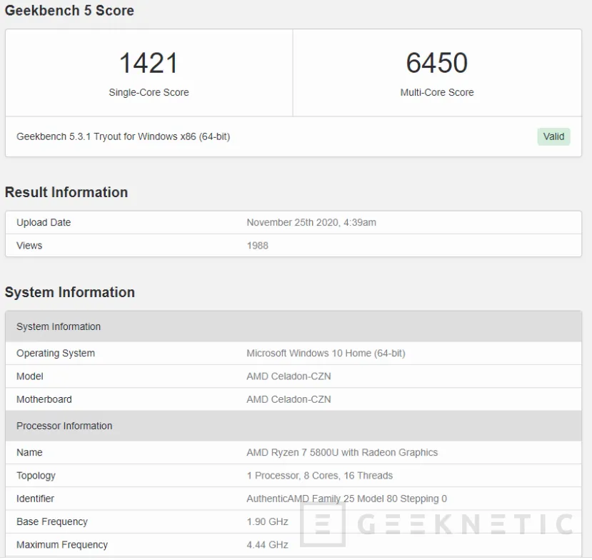 Geeknetic Se filtra el rendimiento del AMD Ryzen 5800U en Geekbench augurando un aumento del 15% en IPC 1