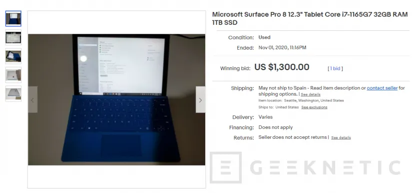Geeknetic Aparece un prototipo de la Microsoft Surface Pro 8 en eBay 1
