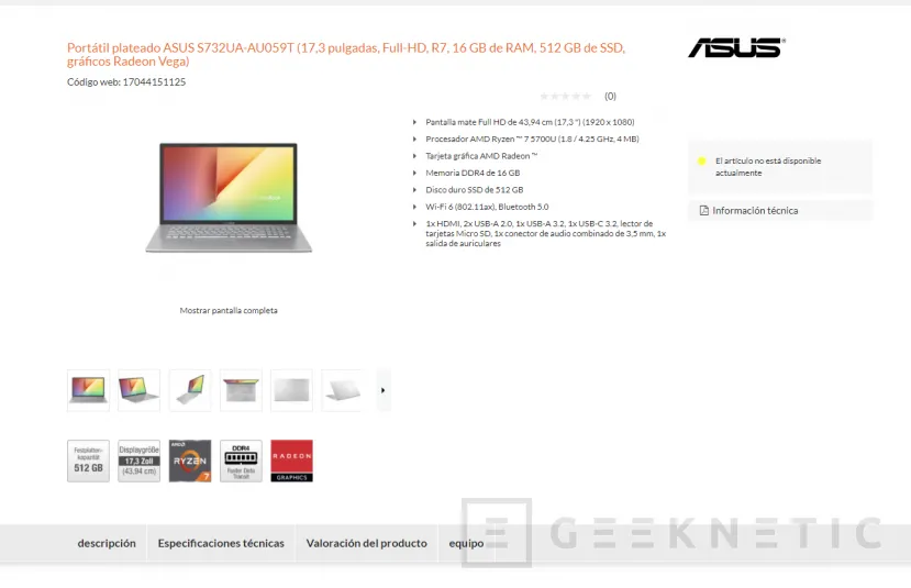 Geeknetic Los AMD Ryzen 7 5700U y Ryzen 5 5500U se dejan ver en tres portátiles de ASUS en una tienda online alemana 3
