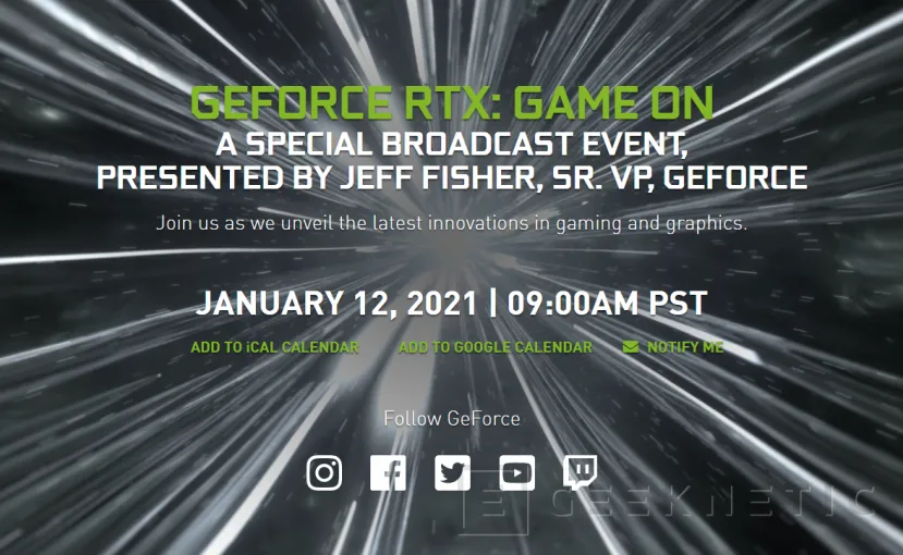 Geeknetic Nvidia anuncia el evento GeForce RTX: Game On para el 12 de enero ¿RTX 3080 Ti o RTX 3060 a la vista? 1
