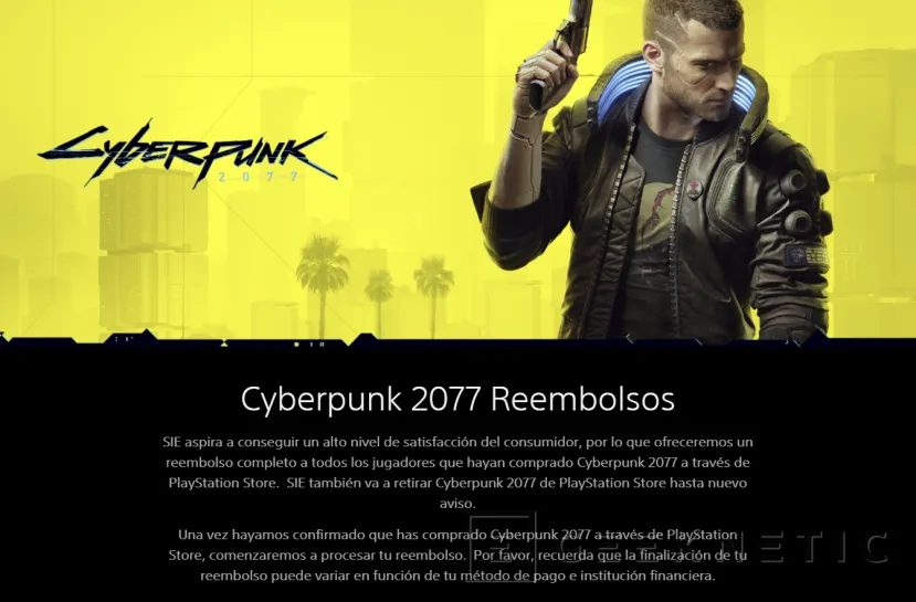 Geeknetic Sony retira CyberPunk 2077 de la PlayStation Store en todas sus consolas 1