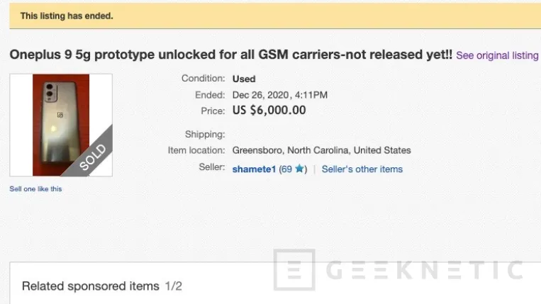 Geeknetic Vendido un prototipo del OnePlus 9 en eBay por 6000 dólares  1