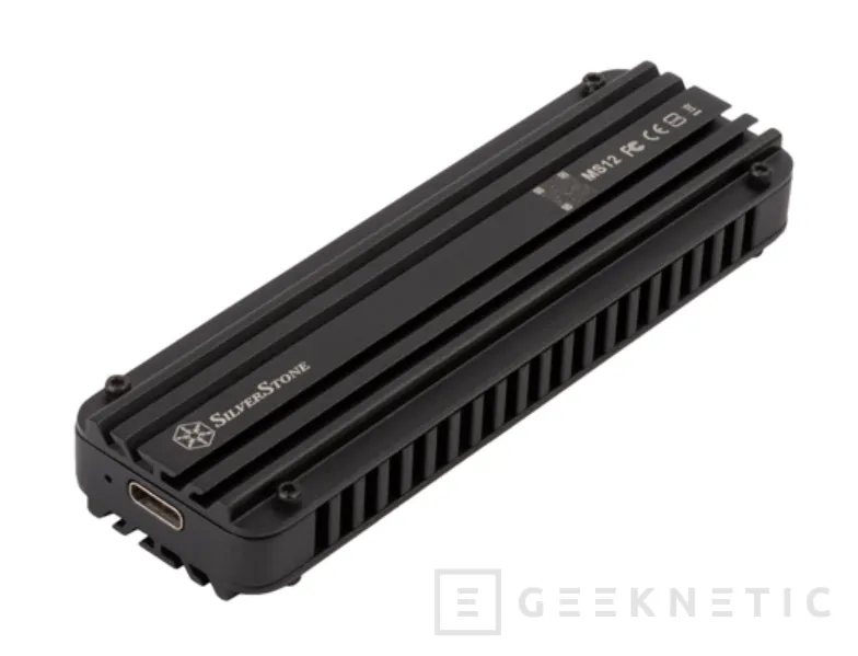 Geeknetic SilverStone MS12, una caja externa con conectividad USB 3.2 Gen2x2a 20 Gbps para SSD NVMe 1