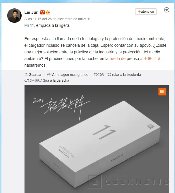 Geeknetic Xiaomi no incluirá cargador en sus móviles tras reirse de Apple por eliminarlo del iPhone 12 1