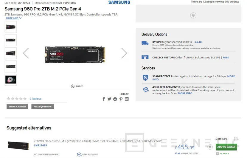 Geeknetic El Samsung 980 Pro de 2TB de capacidad aparece en una tienda online de Reino Unido 1