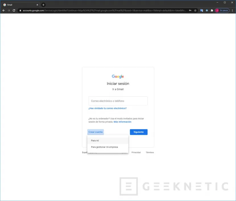 Geeknetic Cómo crear una cuenta de Gmail 4