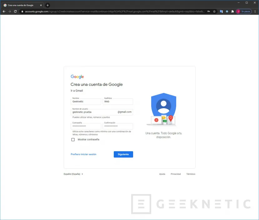 Geeknetic Cómo crear una cuenta de Gmail 5