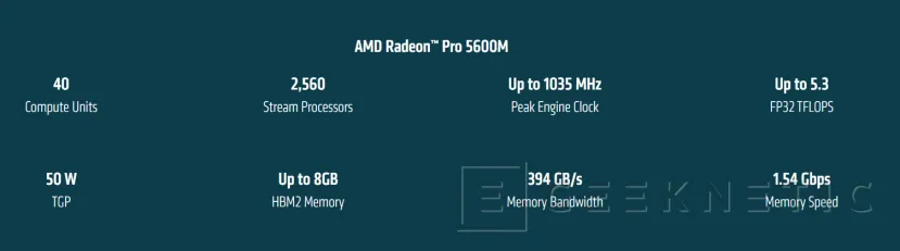 Geeknetic Radeon Pro 5600M: las primeras GPU de portátil de AMD con memoria HBM2 serán exclusivas del MacBook Pro 3