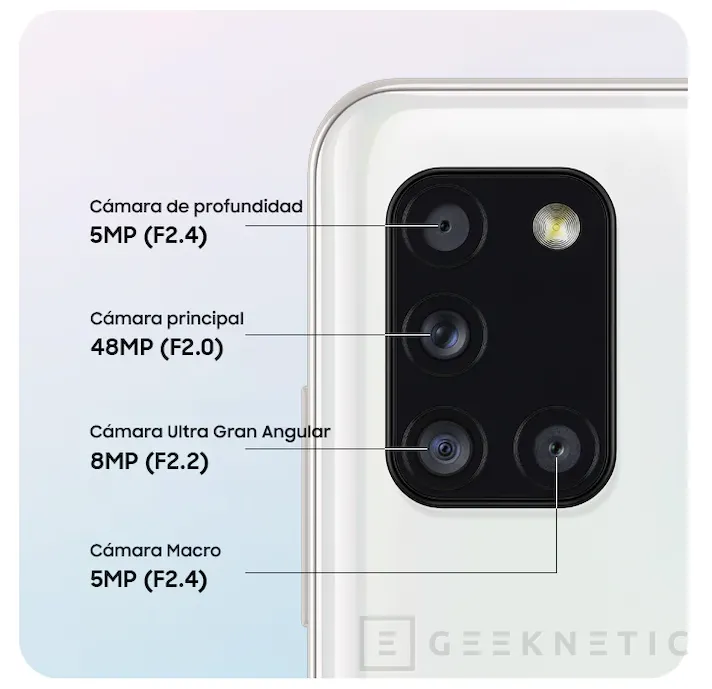 Geeknetic Samsung lanza su Galaxy A31 con cuatro cámaras traseras y sensor de huellas en pantalla por 299 euros 3