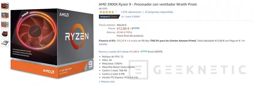 Geeknetic El AMD Ryzen 9 3900X está rebajado en Amazon por menos de 413 euros 2
