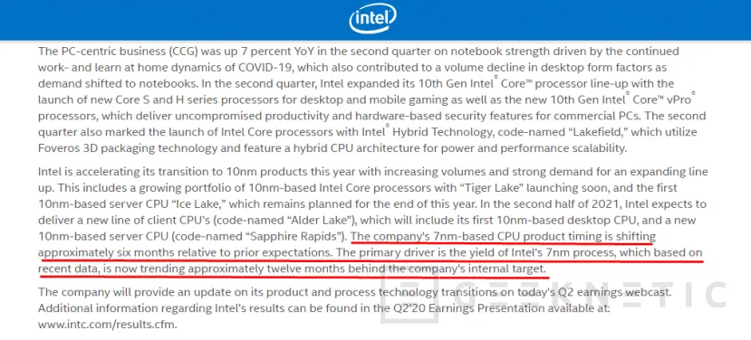 Geeknetic Intel retrasa lanzamiento de sus procesadores a 7 nanómetros hasta finales de 2022 o principios de 2023 1