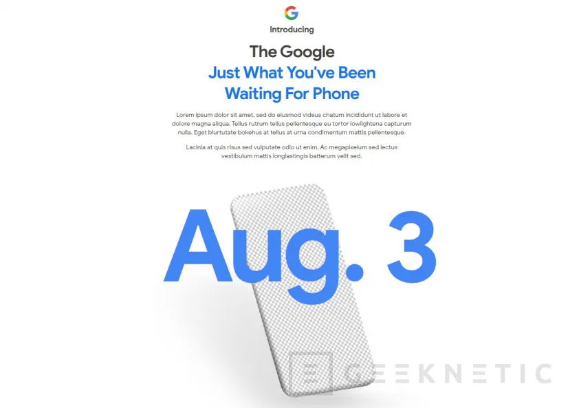 Geeknetic Google presentará el Pixel 4A el día 3 de agosto 2