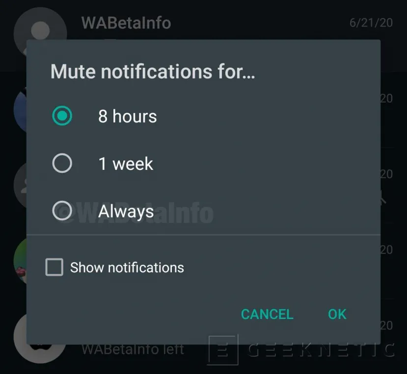 Geeknetic Whatsapp permitirá silenciar grupos y conversaciones de manera permanente 2
