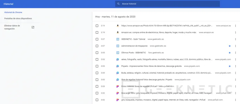 Geeknetic Cómo consultar tus búsquedas y eliminar el Historial de navegación de Google 3
