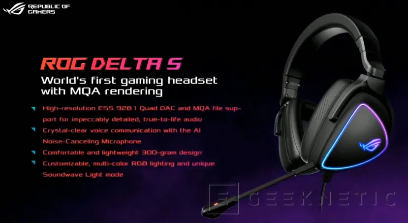 Geeknetic Asus ROG Delta S, los auriculares Gaming con cancelación de ruido activa en tan solo 300 gr de peso 1