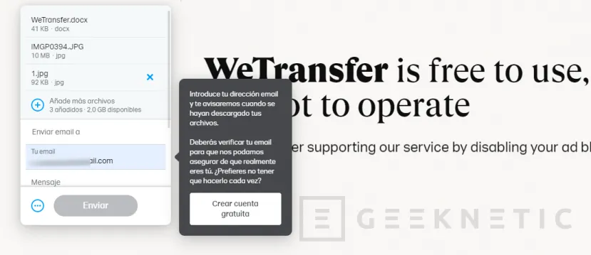 Geeknetic WeTransfer: Aprende a enviar archivos grandes 3