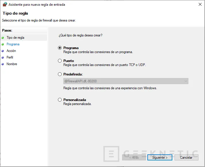Geeknetic Como bloquear el acceso a internet de un programa en el Firewall de Windows 10 4