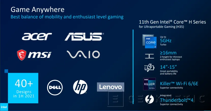 Geeknetic Los nuevos procesadores Intel H35 de 11a gen para portátiles gaming ultrafinos alcanzan los 5GHz con un TDP de 35W 4