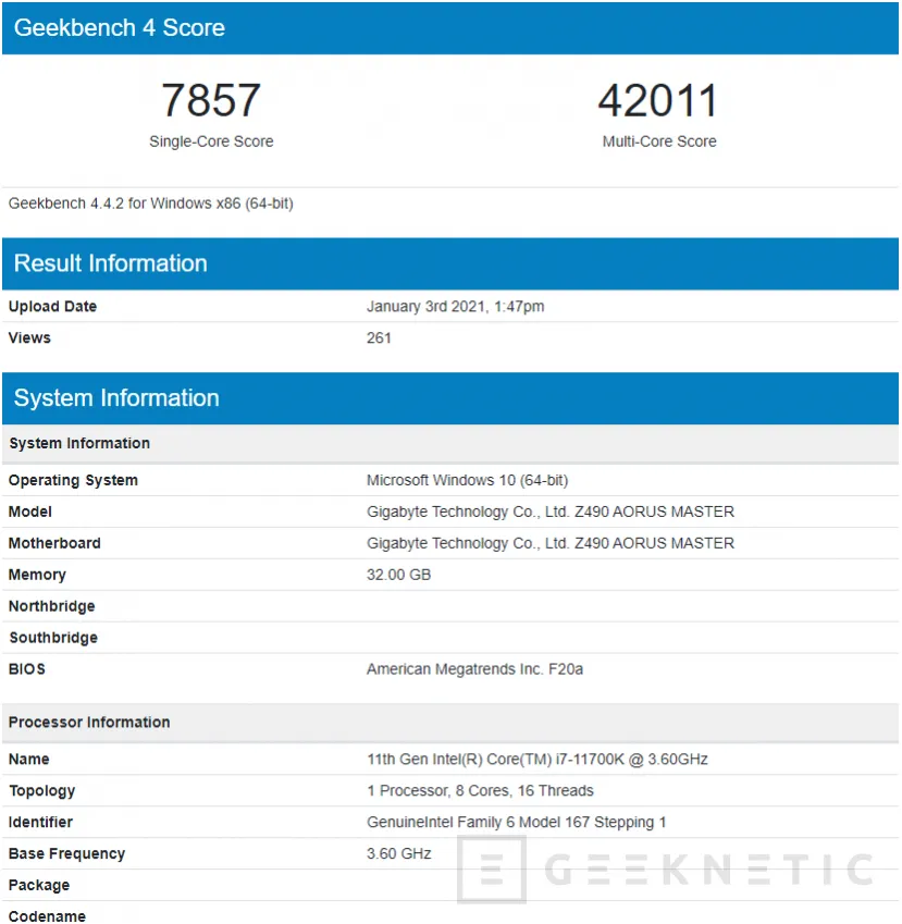 Geeknetic Filtrados nuevos resultados de rendimiento del Intel Core i7-11700K 1