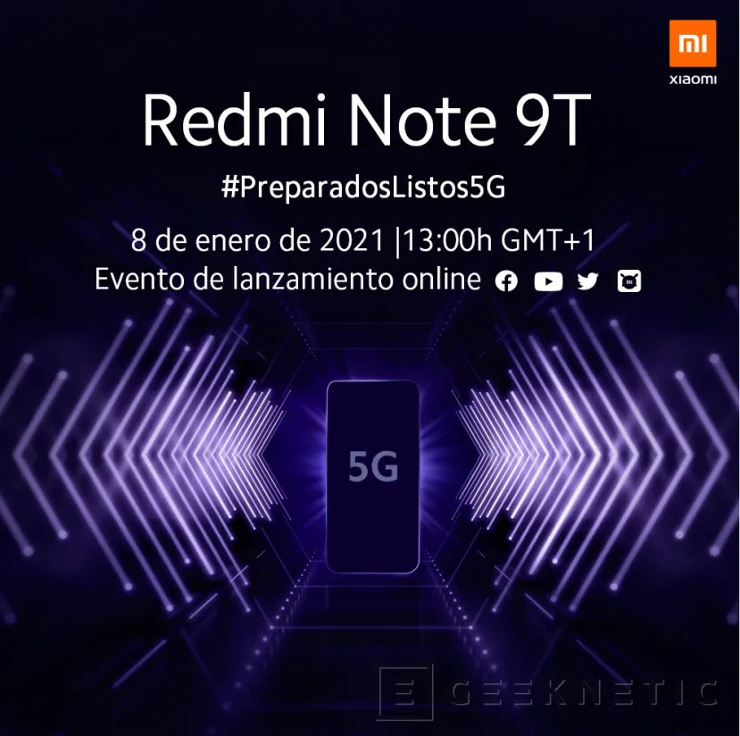 Geeknetic El Redmi Note 9T se presentará el 8 de enero con 5G 1