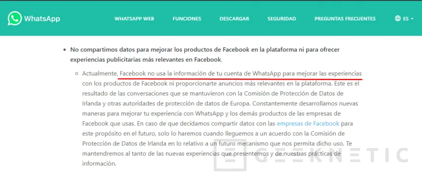 Geeknetic Whatsapp compartirá datos con Facebook, pero no afecta a usuarios de la Unión Europea 1