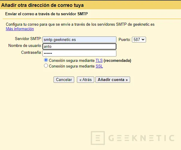 Geeknetic Cómo configurar SMTP en Gmail 6