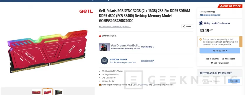 Geeknetic Aparecen las memorias DDR5-4800 GeIL Polaris RGB SYNC por 350 dólares 2