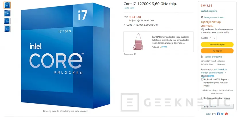 Geeknetic Listados en Amazon Holanda, Francia y Alemania los precios de los Intel Alder Lake que se lanzarán en octubre 2