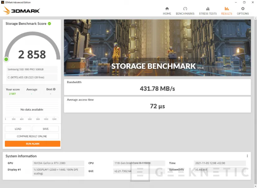 Geeknetic 3D Mark añade un benchmark de unidades de almacenamiento 2