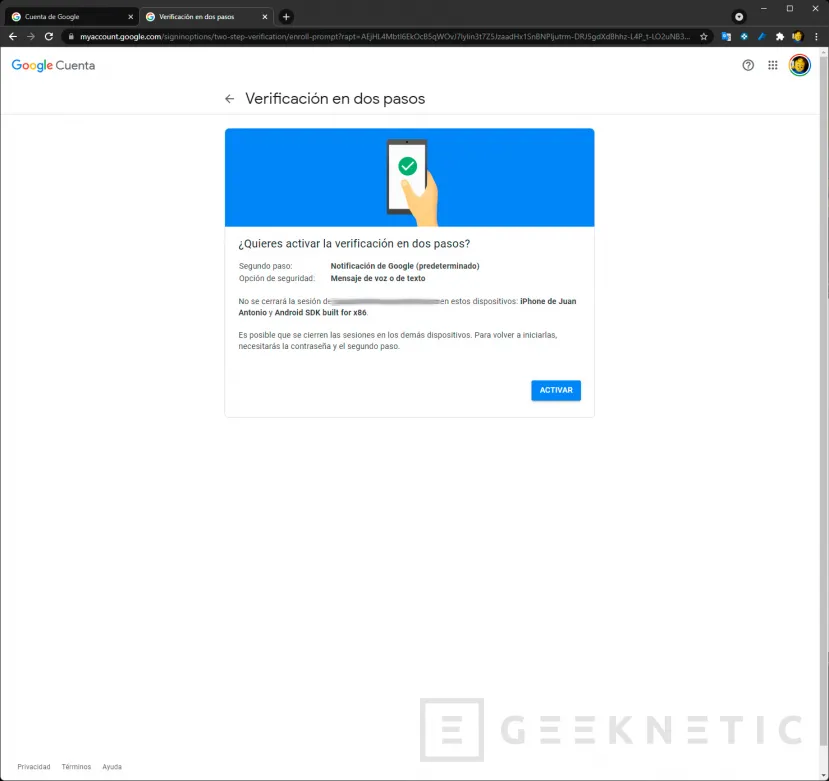 Geeknetic Cómo activar la verificación en dos pasos en la cuenta de Google 9