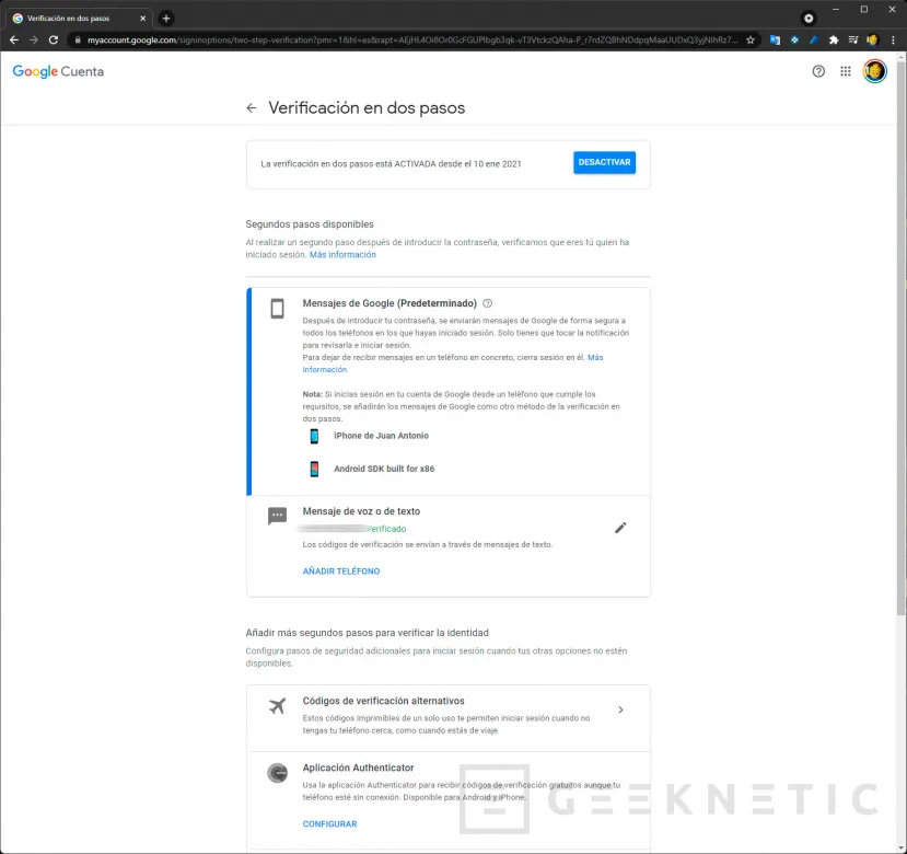 Geeknetic Cómo activar la verificación en dos pasos en la cuenta de Google 10