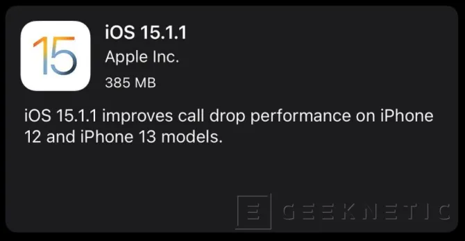 Geeknetic La actualización a la iOS 15.1.1 soluciona los problemas con las llamadas en los iPhone 12 y 13 1