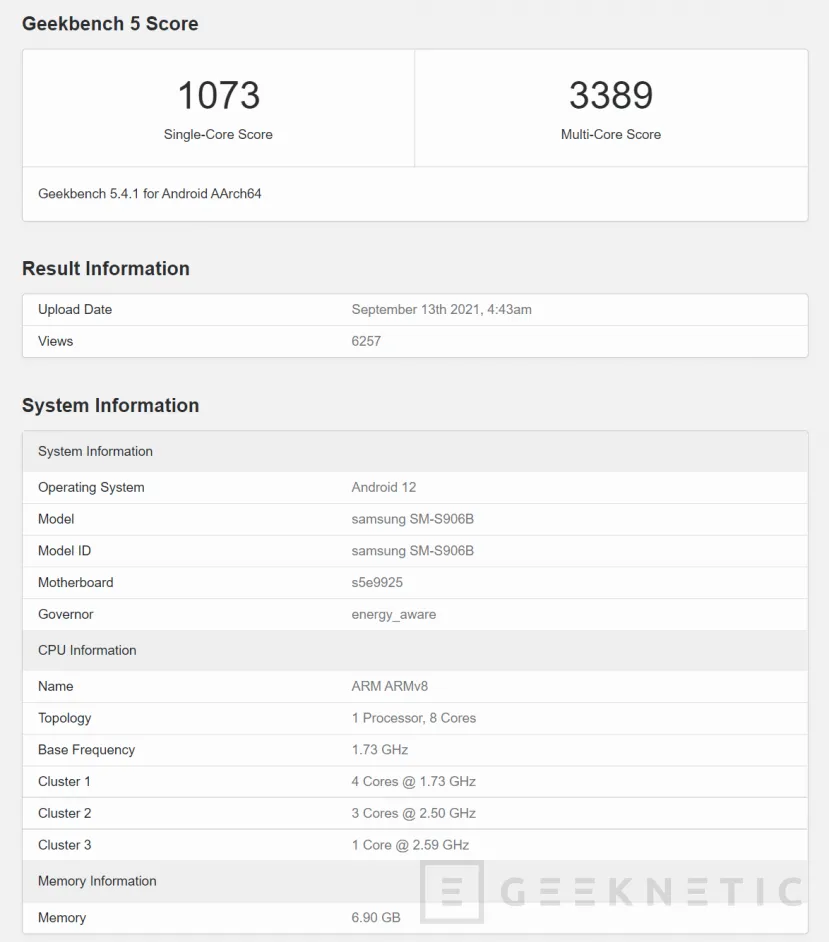 Geeknetic Filtrados los resultados del Snapdragon 898 en Geekbench con una puntuación similar al Samsung Exynos 2200 1