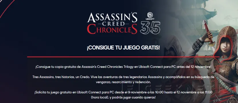 Geeknetic Ubisoft regala la trilogía de Assassin&#39;s Creed Chronicles por su 35 aniversario 1