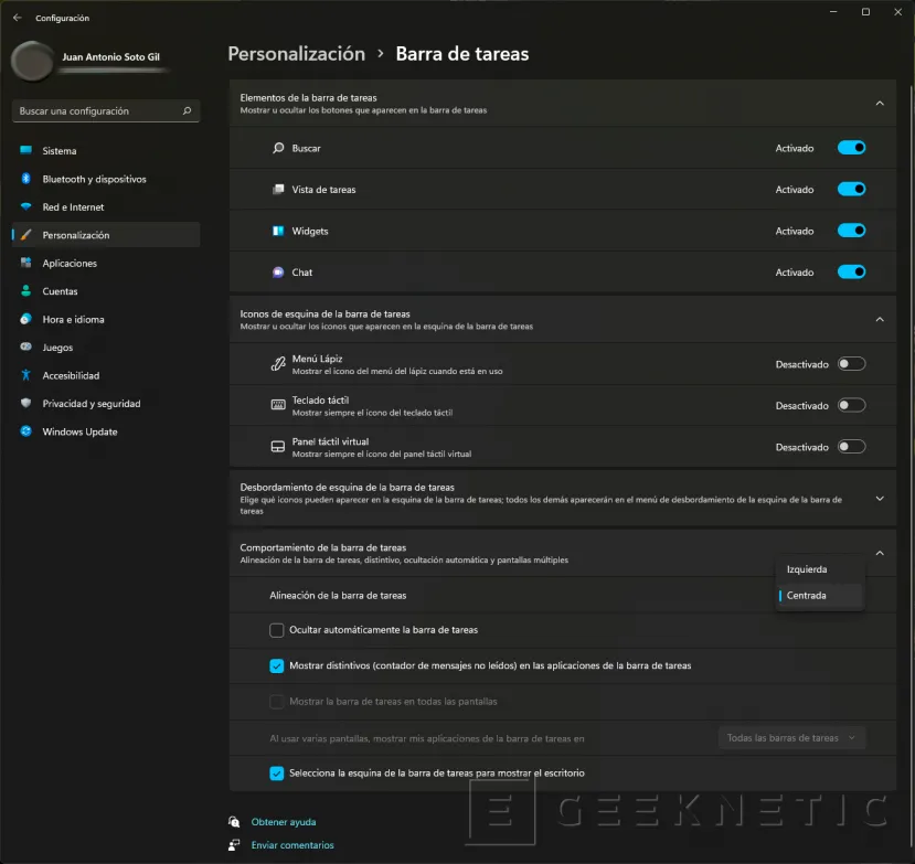 Geeknetic Windows 11: Cómo poner la barra de tareas a la izquierda 7